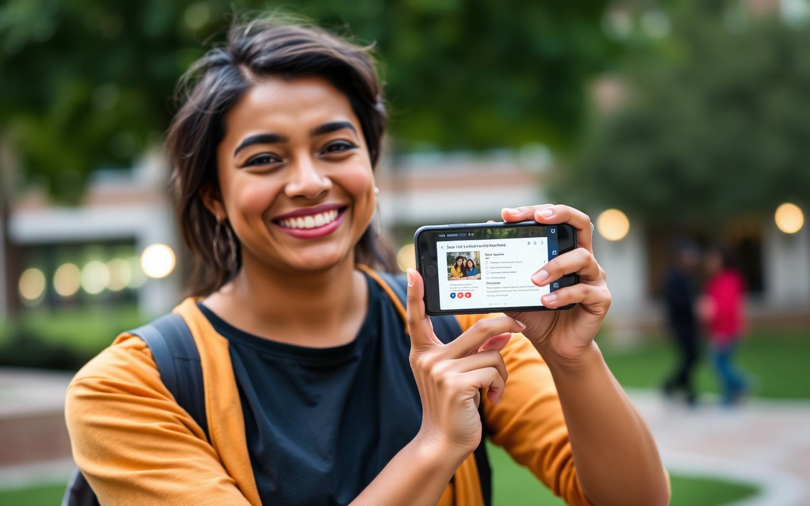 Student using the learning app on a phone